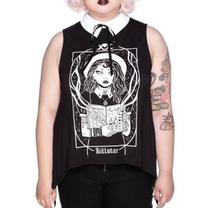 Killstar Moonspell Collar Vest Collared Shirt Goth Plus Size 3XL